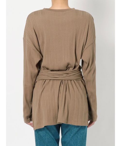 Ungrid（アングリッド）の「テレコリボンロングスリーブTee（Tシャツ/カットソー・レディース・オフホワイト/ブラック/モカ・FREE）」の6枚目の写真