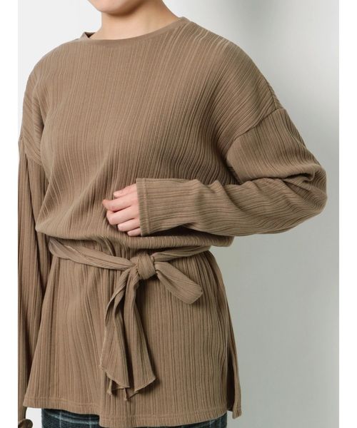 Ungrid（アングリッド）の「テレコリボンロングスリーブTee（Tシャツ/カットソー・レディース・オフホワイト/ブラック/モカ・FREE）」の5枚目の写真