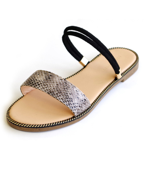 AmiAmi（アミアミ）の「2WAYダブルストラップフラットサンダル（サンダル・レディース・ホワイト×シルバー/パイソン/ブラウン/ブラック/ブラウン系その他/ベージュ/クリアブラック/ダークベージュ/ゼブラ/グリーン/ベージュ系その他/ホワイト/ブラック系その他/オレンジ系その他/シルバー系その他・LL/S/M/L）」の16枚目の写真