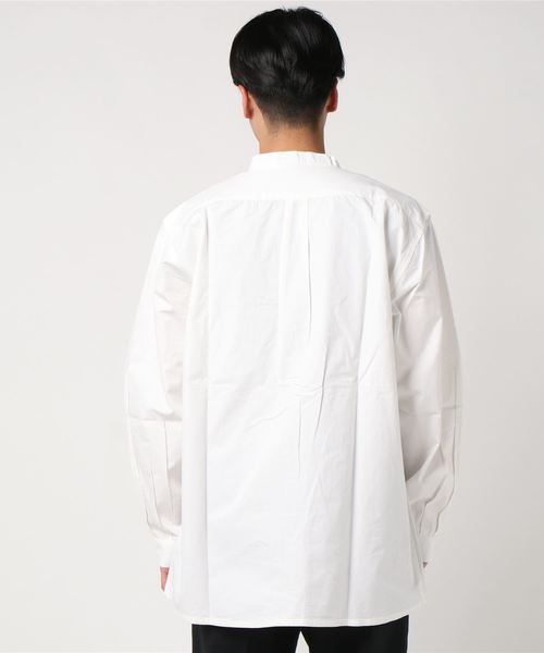 HOUSTON（ヒューストン）の「【HOUSTON】POPLIN GRANDPA SHIRT（シャツ/ブラウス・メンズ・ホワイト/ネイビー/オリーブドラブ・LARGE/XX-LARGE/X-LARGE/MEDIUM）」の5枚目の写真