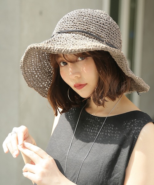 osharewalker（オシャレウォーカー）の「【廃盤】『細リボンペーパーハット』（ハット・レディース・ナチュラル/モカ・FREE）」の3枚目の写真