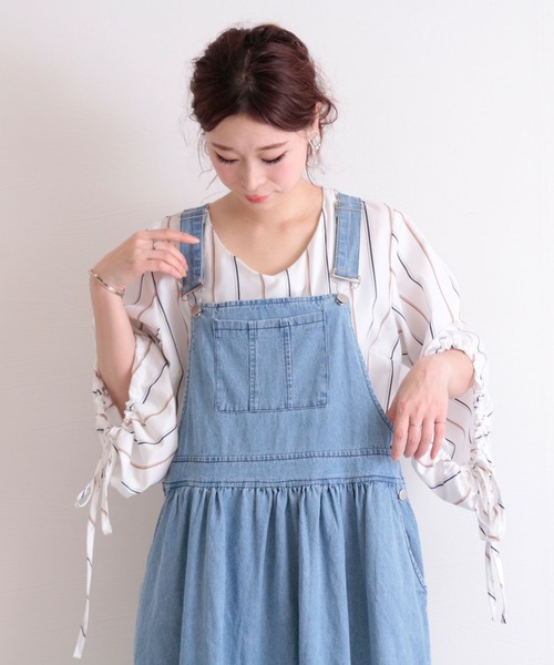 大人可愛いマキシ丈のデニムサロペットスカート デニムスカート Sawa A A La La Mode サワアラモード のファッション