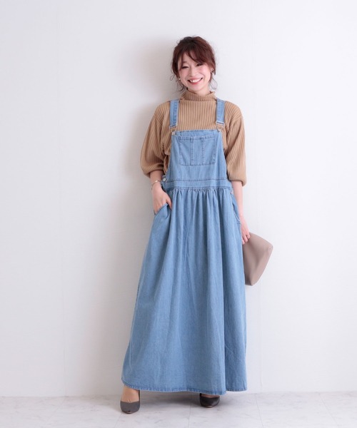 大人可愛いマキシ丈のデニムサロペットスカート デニムスカート Sawa A A La La Mode サワアラモード のファッション