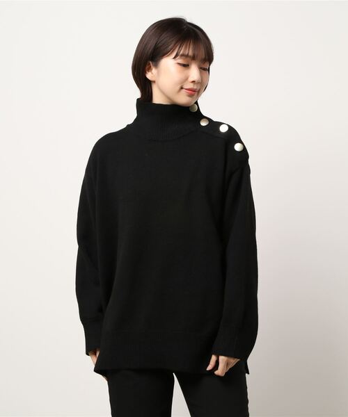 archives（アルシーヴ）の「肩ボタンハイネックニット（ニット/セーター・レディース・ベージュ/ブラウン/オフホワイト/モカ/ブラック・MEDIUM）」の3枚目の写真