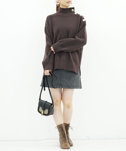 archives（アルシーヴ）の「肩ボタンハイネックニット（ニット/セーター・レディース・ベージュ/ブラウン/オフホワイト/モカ/ブラック・MEDIUM）」の13枚目の写真