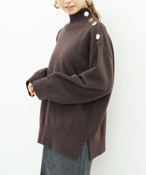 archives（アルシーヴ）の「肩ボタンハイネックニット（ニット/セーター・レディース・ベージュ/ブラウン/オフホワイト/モカ/ブラック・MEDIUM）」の18枚目の写真