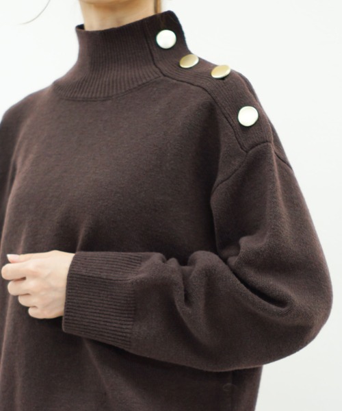 archives（アルシーヴ）の「肩ボタンハイネックニット（ニット/セーター・レディース・ベージュ/ブラウン/オフホワイト/モカ/ブラック・MEDIUM）」の7枚目の写真