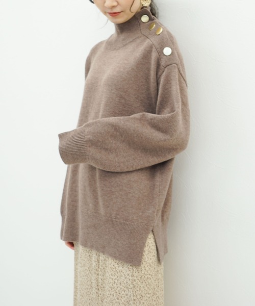 archives（アルシーヴ）の「肩ボタンハイネックニット（ニット/セーター・レディース・ベージュ/ブラウン/オフホワイト/モカ/ブラック・MEDIUM）」の16枚目の写真