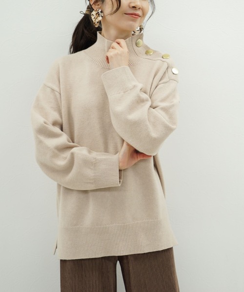 archives（アルシーヴ）の「肩ボタンハイネックニット（ニット/セーター・レディース・ベージュ/ブラウン/オフホワイト/モカ/ブラック・MEDIUM）」の15枚目の写真