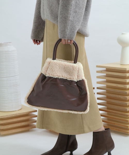 SENSE OF PLACE by URBAN RESEARCH（センスオブプレイスバイアーバンリサーチ）の「2WAYエコムートントートバッグ（トートバッグ・レディース・ブラック/ブラウン/アイボリー・FREE）」の3枚目の写真