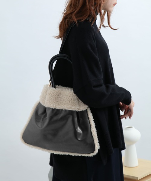 SENSE OF PLACE by URBAN RESEARCH（センスオブプレイスバイアーバンリサーチ）の「2WAYエコムートントートバッグ（トートバッグ・レディース・ブラック/ブラウン/アイボリー・FREE）」の2枚目の写真