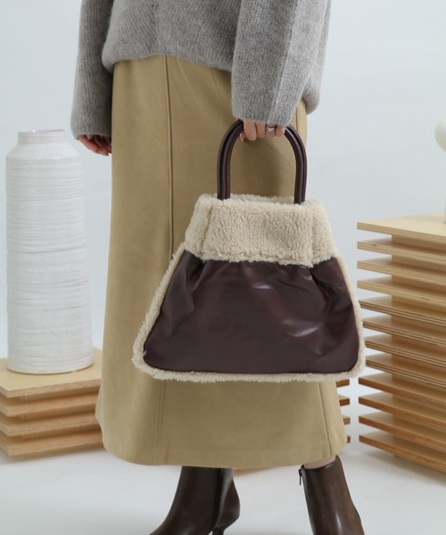 SENSE OF PLACE by URBAN RESEARCH（センスオブプレイスバイアーバンリサーチ）の「2WAYエコムートントートバッグ（トートバッグ・レディース・ブラック/ブラウン/アイボリー・FREE）」の5枚目の写真