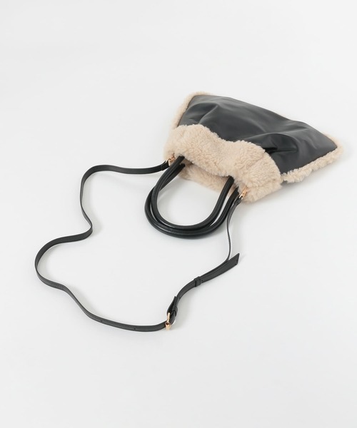 SENSE OF PLACE by URBAN RESEARCH（センスオブプレイスバイアーバンリサーチ）の「2WAYエコムートントートバッグ（トートバッグ・レディース・ブラック/ブラウン/アイボリー・FREE）」の9枚目の写真