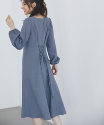 tocco closet | 後ろレースアップデザインくるみ飾り釦付きカットコーデュロイワンピース(ワンピース)