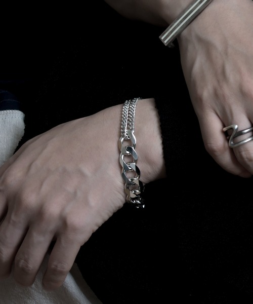 YArKA（ヤーカ）の「【YArKA/ヤーカ】silver925 more big flat & middle chain bracelet [BB1]/喜平チェーンミックスブレスレット シルバー925（ブレスレット・メンズ・シルバー・L/M/XL/S）」の6枚目の写真