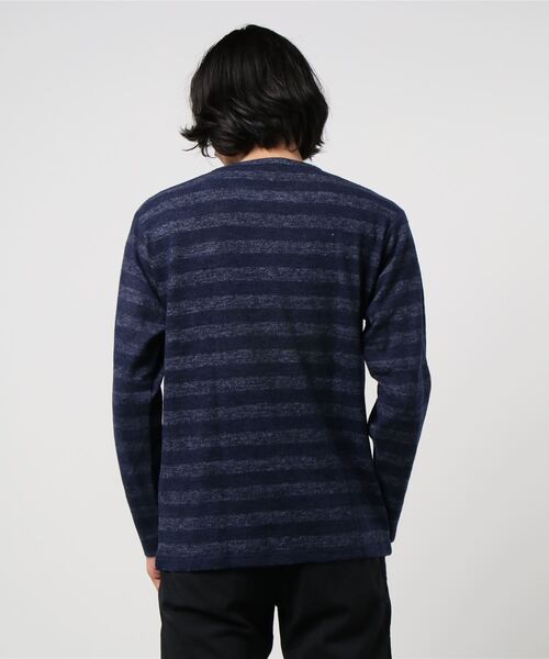 NAVY(ネイビー)の「ミルボーダークルーネックロングスリーブTシャツ(Tシャツ/カットソー・メンズ・ブラック/ベージュ/ネイビー/レッド/カーキ・S/M/L/XL/XXL)」の8枚目の写真
