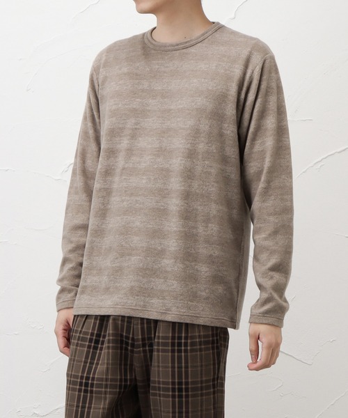 NAVY(ネイビー)の「ミルボーダークルーネックロングスリーブTシャツ(Tシャツ/カットソー・メンズ・ブラック/ベージュ/ネイビー/レッド/カーキ・S/M/L/XL/XXL)」の9枚目の写真