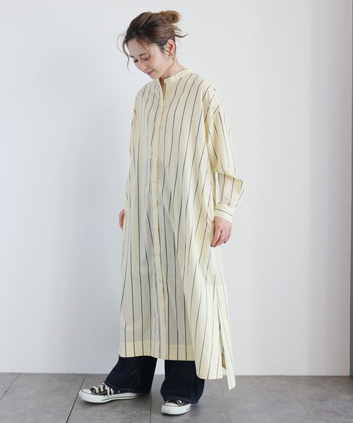 AMERICAN HOLIC（アメリカンホリック）の「サイドスリットバンドカラーフレアワンピース　＊●（シャツワンピース・レディース・ブルー系その他6/オフホワイト/イエロー/ブルー系その他4・FREE）」の10枚目の写真