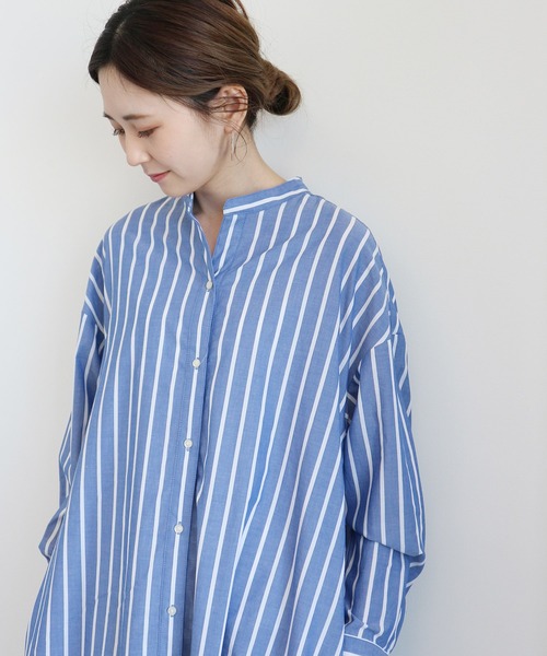 AMERICAN HOLIC（アメリカンホリック）の「サイドスリットバンドカラーフレアワンピース　＊●（シャツワンピース・レディース・ブルー系その他6/オフホワイト/イエロー/ブルー系その他4・FREE）」の14枚目の写真