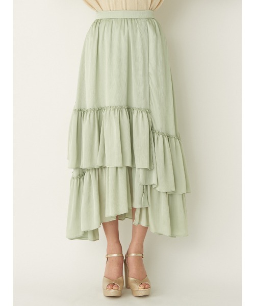 LILY BROWN（リリーブラウン）の「ランダムティアードスカート（スカート・レディース・ベージュ/アイボリー/ミント・FREE）」の4枚目の写真