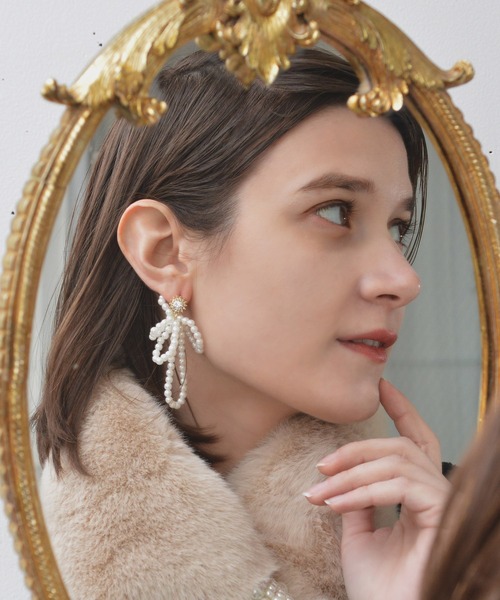 Web限定 パールリボンピアス Box ショッパー付き ピアス 両耳用 Ma Chere Cosette マシェールコゼット のファッション通販 Zozotown