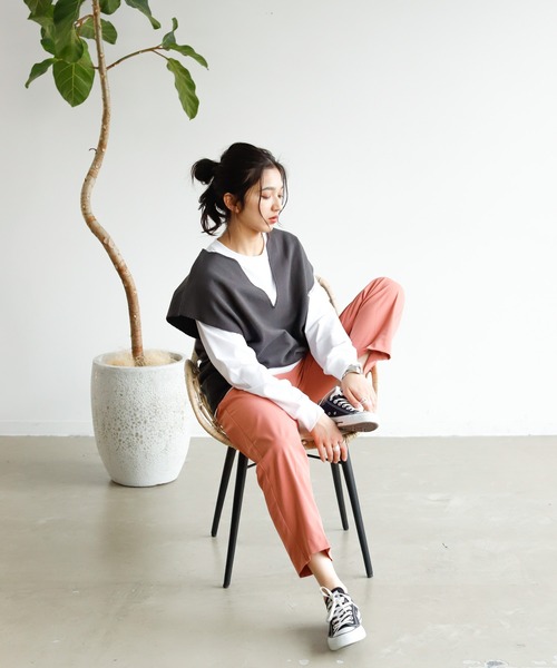 Auntie Rosa Holiday(アンティローザホリデー)の「キーネックガーゼスウェットベスト(ベスト・レディース・ブラック/カーキ/ナチュラル・FREE)」の4枚目の写真