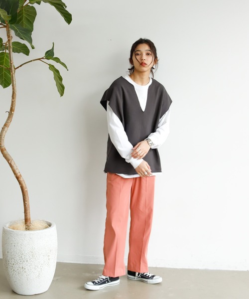 Auntie Rosa Holiday(アンティローザホリデー)の「キーネックガーゼスウェットベスト(ベスト・レディース・ブラック/カーキ/ナチュラル・FREE)」の5枚目の写真