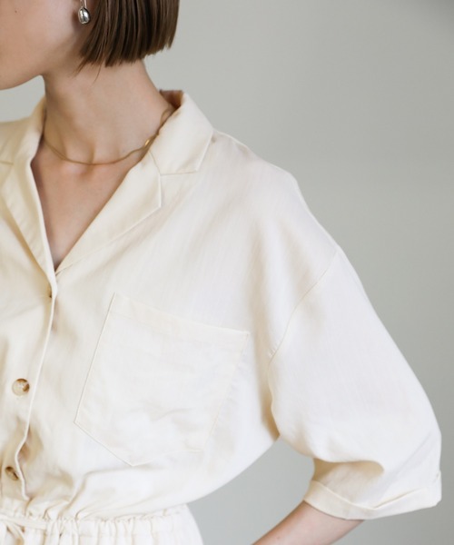 select MOCA（セレクトモカ）の「2021 SS リネンタッチジャンプスーツ（つなぎ/オールインワン・レディース・ブラック/アイボリー・FREE）」の9枚目の写真