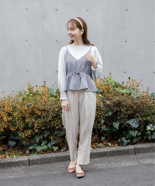 flower（フラワー）の「ベイビーギンガムキャミ（キャミソール・レディース・ブラウン/ブラック・FREE）」の5枚目の写真