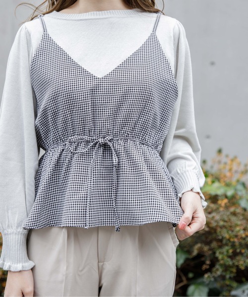 flower（フラワー）の「ベイビーギンガムキャミ（キャミソール・レディース・ブラウン/ブラック・FREE）」の9枚目の写真