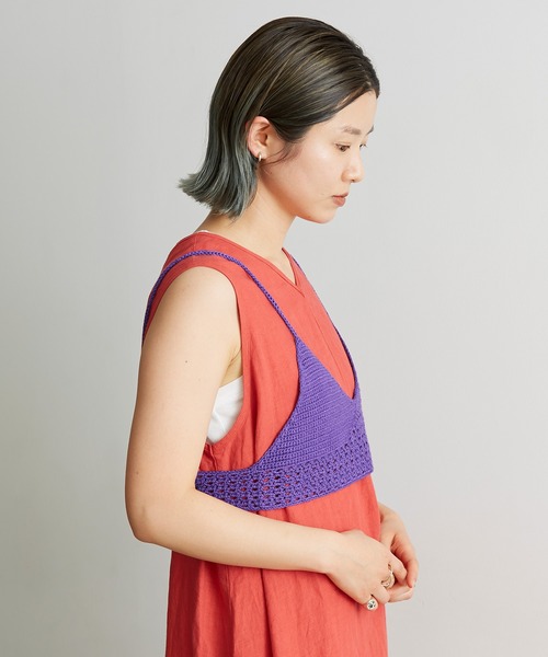 nitca（ニトカ）の「Linen手編みかぎ針ニットブラ（キャミソール・レディース・ブラック/パープル/ベージュ・FREE）」の5枚目の写真