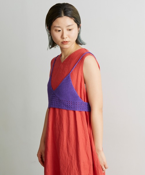 nitca（ニトカ）の「Linen手編みかぎ針ニットブラ（キャミソール・レディース・ブラック/パープル/ベージュ・FREE）」の8枚目の写真