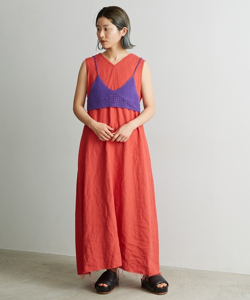 nitca（ニトカ）の「Linen手編みかぎ針ニットブラ（キャミソール・レディース・ブラック/パープル/ベージュ・FREE）」の9枚目の写真