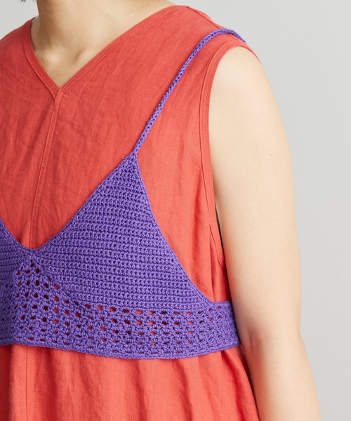 nitca（ニトカ）の「Linen手編みかぎ針ニットブラ（キャミソール・レディース・ブラック/パープル/ベージュ・FREE）」の13枚目の写真