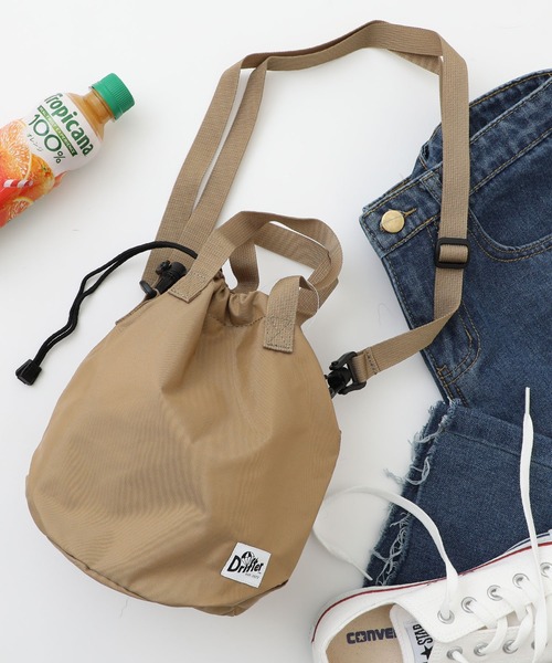 Drifter（ドリフター）の「【Drifter】/DRAWSTRING POUCH ドリフター円マチドローストリングショルダーバッグ ※（ショルダーバッグ・レディース・ブラック/ダークブラウン/ベージュ/ブラウン/レオパード/アニマル/グリーン/ピンク/ブルー/ネイビー/パープル/その他1/グレー/その他2/その他4/その他5/その他3/グリーン系その他2/イエロー/その他7/その他8/バーガンディー/その他9/カモフラージュ・FREE）」の5枚目の写真