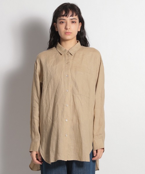 niko and...（ニコアンド）の「フレンチリネンロングシャツ（シャツ/ブラウス・レディース・ホワイト/ダークブラウン/ベージュ/ピンク/オレンジ・MEDIUM/LARGE）」の6枚目の写真