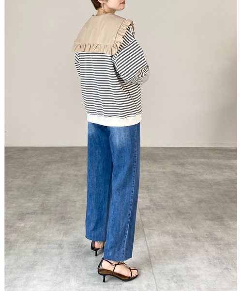 She's Closet（シーズクローゼット）の「裾カットオフハイウエストストレートデニムパンツ（デニムパンツ・レディース・ライトブルー/ブラック/パープル/オフホワイト/ブルー・S/M）」の11枚目の写真