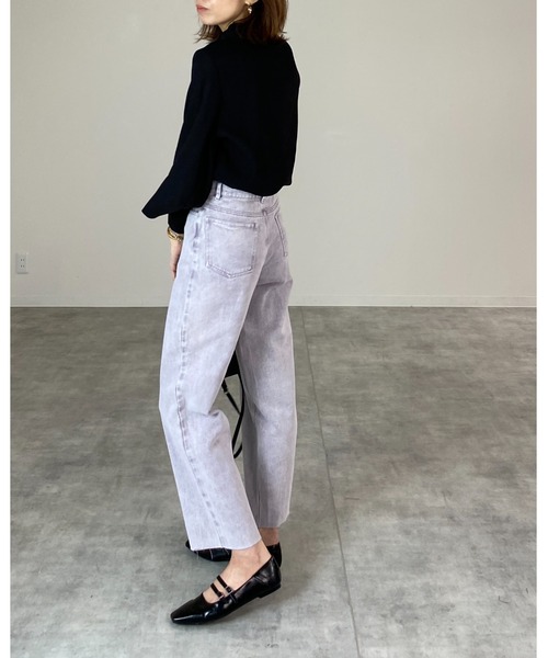 She's Closet（シーズクローゼット）の「裾カットオフハイウエストストレートデニムパンツ（デニムパンツ・レディース・ライトブルー/ブラック/パープル/オフホワイト/ブルー・S/M）」の19枚目の写真
