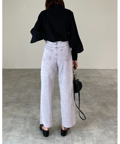 She's Closet（シーズクローゼット）の「裾カットオフハイウエストストレートデニムパンツ（デニムパンツ・レディース・ライトブルー/ブラック/パープル/オフホワイト/ブルー・S/M）」の20枚目の写真