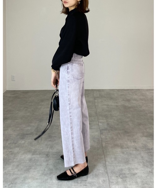 She's Closet（シーズクローゼット）の「裾カットオフハイウエストストレートデニムパンツ（デニムパンツ・レディース・ライトブルー/ブラック/パープル/オフホワイト/ブルー・S/M）」の21枚目の写真