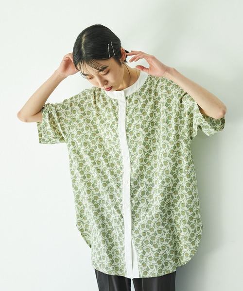 VACANCY（ヴァカンシー）の「クレリック花柄ハーフシャツ（シャツ/ブラウス・レディース・ブラック/グリーン・FREE）」の21枚目の写真