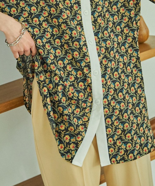 VACANCY（ヴァカンシー）の「クレリック花柄ハーフシャツ（シャツ/ブラウス・レディース・ブラック/グリーン・FREE）」の9枚目の写真