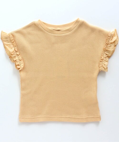 apres les cours（アプレレクール）の「ワッフルTシャツ（Tシャツ/カットソー・キッズ・サックスブルー/ピンク/ミント/アイボリー/ブラウン/ネイビー/オレンジ/その他2・110/120/140/130/100/90/80）」の2枚目の写真