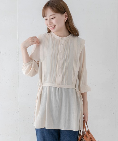 URBAN RESEARCH Sonny Label（アーバンリサーチサニーレーベル）の「ピンタックベストセットブラウス（シャツ/ブラウス・レディース・ブラック/アイボリー/ベージュ・FREE）」の2枚目の写真