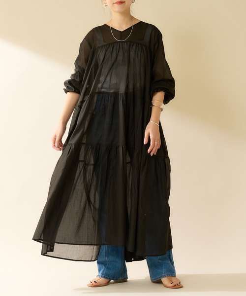 SHENERY（シーナリー）の「ボイルティアード2WAYワンピース（ワンピース・レディース・ブラック/レッド/オフホワイト・FREE）」の12枚目の写真