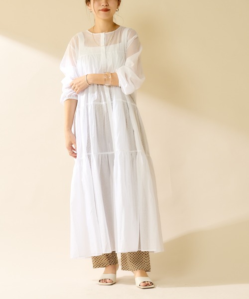 SHENERY（シーナリー）の「ボイルティアード2WAYワンピース（ワンピース・レディース・ブラック/レッド/オフホワイト・FREE）」の4枚目の写真