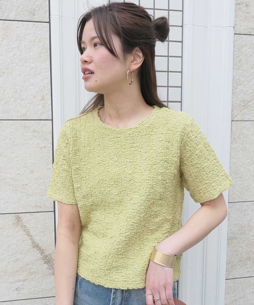 CORNERS(コーナーズ)の「ジャガードTシャツ(Tシャツ/カットソー・レディース・ライム/ベージュ/ブラック/アイボリー・FREE)」の7枚目の写真