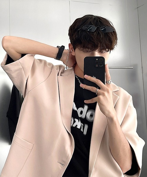 neos（ネオス）の「【neos -addictive design-】ルーズシルエット ハーフスリーブ テーラード ジャケット（テーラードジャケット・メンズ・ブラック/グリーン/ブルー/ライトベージュ・MEDIUM/X-LARGE/LARGE）」の13枚目の写真