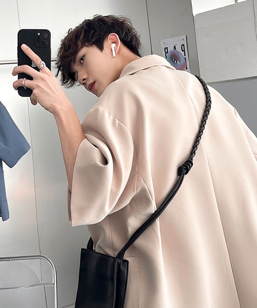 neos（ネオス）の「【neos -addictive design-】ルーズシルエット ハーフスリーブ テーラード ジャケット（テーラードジャケット・メンズ・ブラック/グリーン/ブルー/ライトベージュ・MEDIUM/X-LARGE/LARGE）」の18枚目の写真