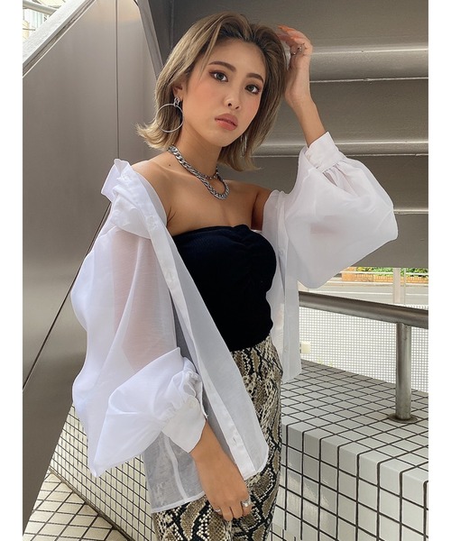 EGOIST（エゴイスト）の「ボリュームパフシアーシャツ（シャツ/ブラウス・レディース・ブラック/パープル/ホワイト・FREE）」の10枚目の写真